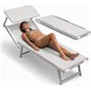 Avilia Lettino Prendisole da Giardino e Sdraio da Giardino con Parasole Girevole 360° - Alluminio, Texilene, 150 kg, Sdraio da Mare Pieghevole, Schienale 30-40°, L60xP186xA44/94 cm