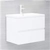 Gecheer Mobile da Bagno,Sospeso,Pensile,a Muro,Moderno,con Rubinetto e Scarico,con Lavabo Lavandino Integrato,in Legno Multistrato,Bianco 60x38,5x45 cm