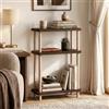 [en.casa] Scaffale da Terra a 3 Ripiani Effetto Noce 62x40x18 cm | Mensola Autoportante 3 Livelli Piani Libreria Multiuso Soggiorno Ingresso Cucina Barre in Legno Massello Portaoggetti