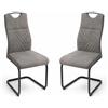 JIEXI Set di 2 sedie da pranzo a sbalzo, ergonomiche, in tessuto grigio, rivestite con gambe in metallo, per cucina, sala da pranzo, casa
