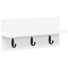 HETFTJN Appendiabiti a Muro Bianco Legno Ingegnerizzato 40x10,5x18 cm | Soluzione salvaspazio compatta per ingresso e corridoio con finitura liscia moderna e ganci di supporto integrati.