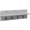 HETFTJN Appendiabiti da Parete Grigio Sonoma 60x10.5x18 cm | Pratico attaccapanni a muro salvaspazio per corridoio e ingresso, utile per ordinare giacche e accessori in casa.