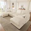 Wyibwy Divano componibile 6 posti a U con due pouf contenitore,divano angolare a U con porta ricarica USB e porta cellular,divano modulare a L,divano trasformabile,divani Componibili 6 posti,ciniglia,beige