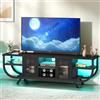 YITAHOME Industriale Mobile TV 140cm, Tavolino Porta TV fino a 55 Pollici, Mobile Porta TV Soggiorno con Illuminazione LED & Rangement Spazioso Mobiletto,TV Mobili TV per Soggiorno, Nero