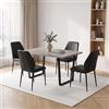 JIEXI Set di 4 tavolo da pranzo e sedie in MDF da 110 cm, con 4 sedie in poliuretano nero con gambe in metallo, moderno tavolo da cucina salvaspazio per sala da pranzo, casa