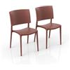 REDÒKASA Set 2 sedie in polipropilene Made in Italy SHARP, impilabile, resistente ai raggi UV, design moderno, ideale per sala da pranzo, cucina, sala d'attesa, bar, ristoranti o da esterno (2, Rosso Mattone)