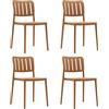 Rebecca Mobili Set 4 Sedie da Giardino, Sedie Impilabili, Arancione Terracotta, Polipropilene, Stile Moderno, per Casa o Esterno - Misure HxLxP: 82 x 42 x 53 cm - Art. RE7194V6M4