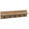 HETFTJN Appendiabiti da Parete 80cm in Legno Rovere Artigianale | Pannello appendiabiti da parete per corridoio e ingresso, ganci robusti con finitura rovere artigianale salvaspazio.