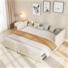 Aneutr Divano letto convertibile a 2 posti 90/180 x 200 cm, divano letto imbottito con rete a doghe, divano letto estraibile, estensibile, tessuto velluto(senza materasso) (beige)