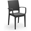 REDÒKASA Sedia con braccioli in polipropilene FLORA, MADE IN ITALY, impilabile, resistente ai raggi UV, design moderno, ideale per interno ed esterno (1, Ghisa - Con Braccioli)