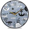 LDIYEU Marine Black White Fish Ancore Coralli Orologio da Parete Silenzioso Decorazione Non Ticchettio Orologios per Cucina Camera da Letto Home Office Scuola Decor(9.5In 11.9In)