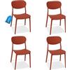 MOHOME Sedia Rossa Polipropilene Set da 4 Premium Quality Impilabili Design Ergonomico Minimalista Dimensioni 79 x 54,5 x 46 cm Interno Esterno Casa Ufficio Bar Ristorante