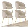 SUPPNEED Set di 4 sedie da pranzo, gambe dorate, sedie da cucina con bracciolo, poltrone per soggiorno, camera da letto, ufficio (velluto, Beige)