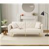 Coolywood Moderno divano letto a 2 posti, rivestimento in velluto, schienale con 3 livelli, salvaspazio, resistente, ideale per piccoli spazi (beige)