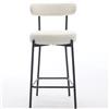 RBFGYIOP Set 2 sgabelli da bar moderni - Bouclé bianco, altezza 66cm, schienale ergonomico - Seduta imbottita, gambe in metallo nero, poggiapiedi - Stile minimal per cucina, isola o sala pranzo -