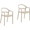 Rebecca Mobili Set 2 Sedie Salvaspazio, Sedie da Esterno, Tortora, Polipropilene, Impilabili, Stile Moderno, per Interno o Giardino - Misure HxLxP: 81 x 57 x 51,5 cm - Art. RE7193V4M2