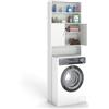 Amveya Armadietto per lavatrice, bianco, 185 x 63 x 19,7 cm, con ante e ante per il bagno, con 2 ante e 2 livelli, per lavatrici, mobiletto multiuso