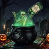 KQWVZ Decorazioni Calderone Halloween con Fumo, Caldaia da Strega Decorativa per Halloween con Bottiglia d'Acqua Magica Galleggiante e Scheletro per Esterni Interno, Feste di Halloween