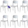 MOHOME Sedia Bianca Polipropilene Set da 6 Eco-Line Quality Impilabili 44 x 49 x 79 cm Design Ergonomico Minimalista Elegante Interno Esterno Casa Ufficio Bar Ristorante
