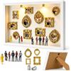 XQDNLN Coffret Cornice con Foto DIY Museo in Miniatura, Shadow Box Profonda Personalizzabile con 11 Mini Cornici, 8 Figurine e 2 Fari LED, Scatola Foto per Ricordi, Regalo di Matrimonio, Bianco