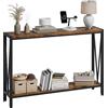 Litake Tavolo consolle in legno, sottile, 110 x 25 x 76 cm, con vano portaoggetti, stile vintage, con ripiano, 2 livelli, tavolino per ingresso, soggiorno