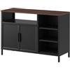 YITAHOME Armadietto portaoggetti in metallo, credenza con doppie ante, chiusura magnetica, ripiani regolabili, telaio in acciaio, 108 x 40 x 75 cm, custodia nera + piano di lavoro in noce
