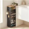 EGGREE Scaffale a nicchia sottile, con ruote, 40 x 20 x 80 cm, nero e | Carrello con 4 ruote, maniglia e 3 ganci per cucina, bagno, soggiorno, studio, piccoli spazi e nicchie strette