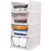 Diealles Shine Cassettiere Impilabili per Armadio, Diealles Shine Set di 4 Scatole Pieghevoli per Guardaroba in Plastica, Cassetti Armadio, Organizer per Guardaroba per Casa Camera da Letto Cucina (bianco)