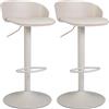 COSTWAY Set di 2 Sgabelli da Bar Girevoli e Regolabili in Altezza (Beige) | Sedia da Cucina Rotonda in Metallo con Sedile Imbottito, Schienale, Poggiapiedi e Seduta 60,5-82cm, Design Moderno, Max 150kg