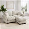 Rvjiahe Divano a 2 posti in ciniglia, divano angolare modulare a L | raffinato design trapuntato stile elegante cuscini di seduta spessi morbidi e avvolgenti con pouf mobile