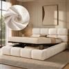 Lekvvied Letto matrimoniale con contenitore Idraulica 160x200 cm, Letto imbottito con base a doghe e testiera imbottita, letto per bambini, design nuvola, bouclé bianco
