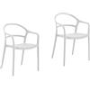 Rebecca Mobili Set 2 Sedie Moderne da Giardino, Sedie Impilabile, Bianco, Polipropilene, Salvaspazio, con Braccioli, per Casa o Esterno - Misure HxLxP: 81 x 57 x 51,5 cm - Art. RE7193V5M2