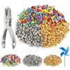 Yicenmy 400 Pezzi Colorate Fermacampioni, 8mm Fermacampioni Piccoli Oro con Punzone, Rotondo Riutilizzabile Ferma Campione per La Scuola Ufficio Carta Lettera Clip Craft Fai da Te