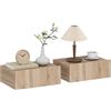 HOMCOM Set di 2 Comodini Camera da Letto Sospesi 40x30x15 cm Colore Rovere | Con Cassetto, Coppia di Comodini Moderno in Legno, Tavolini per Divano, Soggiorno, Salotto e Camera