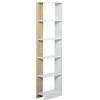 HOMCOM Mobiletto Scaffale 5 Ripiani 45x21x170 cm Rovere e Bianco | Stretta e Alta, Portaoggetti Salvaspazio Moderno in Legno, Libreria per Bagno Soggiorno Camera da Letto Studio Ufficio