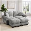 Rvjiahe Divano a 2 posti in ciniglia, divano modulare a forma di U | raffinato design trapuntato stile elegante cuscini di seduta spessi, morbidi e avvolgenti con pouf mobile