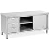 Royal Catering RCSSCB-180X70-S - Armadio da lavoro in acciaio INOX, 180 x 70 x 85 cm, portata 600 kg, 3 cassetti, in acciaio INOX