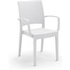 REDÒKASA Sedia con braccioli in polipropilene FLORA, MADE IN ITALY, impilabile, resistente ai raggi UV, design moderno, ideale per interno ed esterno (1, Bianco - Con Braccioli)