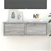 Drainlyn Armadio da parete grigio Sonoma in legno 60 x 26 x 18,5 cm con 2 cassetti, portata 50 kg, armadio sospeso per soggiorno, camera da letto, cucina, bagno, corridoio, ufficio