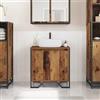 KTHLBRH Mobile da bagno in legno rustico armadio lavabo rettangolare 60 x 35 x 60 cm stoccaggio compatto porte lisce facile montaggio decorazione naturale