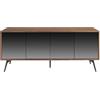 AC ANGEL CERDÁ Angel Cerdá - Credenza Moderna in Legno di Noce e Vetro Effetto Specchio | Credenza Soggiorno, Ingresso 180 x 50 x 76 cm, Legno di Noce, Vetro Effetto Specchio | Ante | Ampio Contenimento, Funzionale