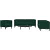 Sophrelle Set Divani Chesterfield 3pz con Cuscini Verde Scuro Velluto Verde,3209283