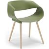 REDÒKASA Sedia in polipropilene DILETTA con gambe in faggio, resistente ai raggi UV, design moderno, ideale per sala da pranzo, cucina, sala d'attesa, bar, ristoranti (1, Verde Oliva)