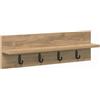 HETFTJN Appendiabiti da Parete 60 cm in Legno Rovere Artigianale | Pannello appendiabiti salvaspazio per corridoio e ingresso, dotato di ganci robusti per borse e sciarpe.