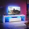 SUNXURY Mobile TV da 180 cm con illuminazione a LED, mobile basso con ripiano in vetro, 180 x 45 x 35 cm (larghezza x altezza x profondità), colore bianco