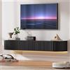 PURFINO Mobile TV Sospeso con Luce LED - Mobile TV a Parete da 140CM con Archiviazione Migliorata & Bordi Arrotondati, Consolle Multimediale TV Moderna per TV da 43-55 Pollici