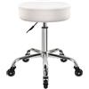 WKWKER Sgabello con ruote, girevole, girevole, ergonomico, in pelle spessa, per cucina, disegno, laboratorio, ufficio, salone, messaggi, colore bianco