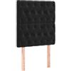 GHVBNMF Testiera imbottita in velluto, nero, 80 x 7 x 118/128 cm, per letto | Testiera imbottita regolabile in altezza in pregiato velluto nero con gambe in legno stabili per la camera da letto.