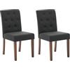 RBFGYIOP Sedie da Pranzo Imbottite Moderne - Set di 2 con Lino Nero, Schienale Alto, Design Parsons, Bottoni Decorativi, Gambe in Legno - Comfort per Sala da Pranzo, Cucina, Ristorante - 2-pack Linen