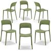 REDÒKASA Set 6 sedie in polipropilene KATE, impilabile, resistente ai raggi UV, design moderno, ideale per sala da pranzo, cucina, sala d'attesa, bar, ristoranti o da esterno (6, Verde Oliva)